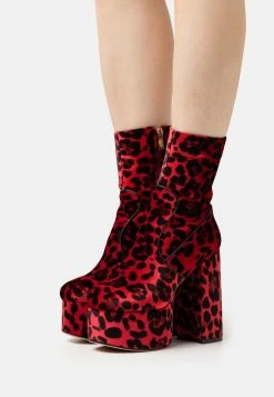 Lamoda Adore You Extreme Platform Ankle Boots - High Heeled Ankle Boots - Red