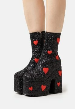 Lamoda Keeper Chunky Platform Ankle Boots - High Heeled Ankle Boots - Black/Red