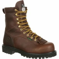 Men's Georgia Boots Lace-to-Toe Steel Toe Waterproof Work Boots Brown