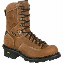 Men's Georgia Boots Comfort Core Logger Composite Toe Waterproof Work Boots Brown