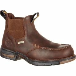 Men's Georgia Boots Athens Chelsea Waterproof Work Boots Brown