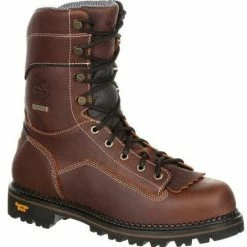Men's Georgia Boots Amp Lt Logger Low Heel Waterproof Work Boots Brown