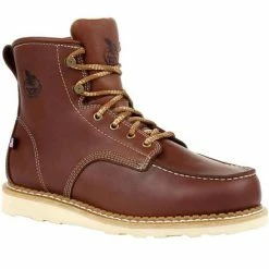 Men's Georgia Boots USA Wedge Moc Toe Work Boots Brown
