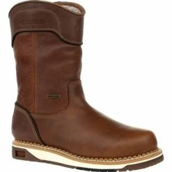 Men's Georgia Boots Amp Lt Wedge Waterproof Pull On Work Boots Brown