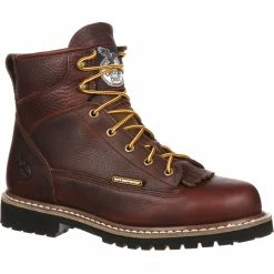 Men's Georgia Boots Waterproof Lace-To-Toe Work Boots Brown