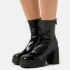 FREE PEOPLE Double Stack Platform - High Heeled Ankle Boots - Black