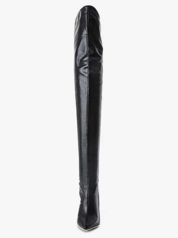 Black Thigh High Boots Womens Pointed Toe Stiletto Heel Over The Knee Boots 3 Black Thigh High Boots Womens Pointed Toe Stiletto Heel Over The Knee Boots - Image 3