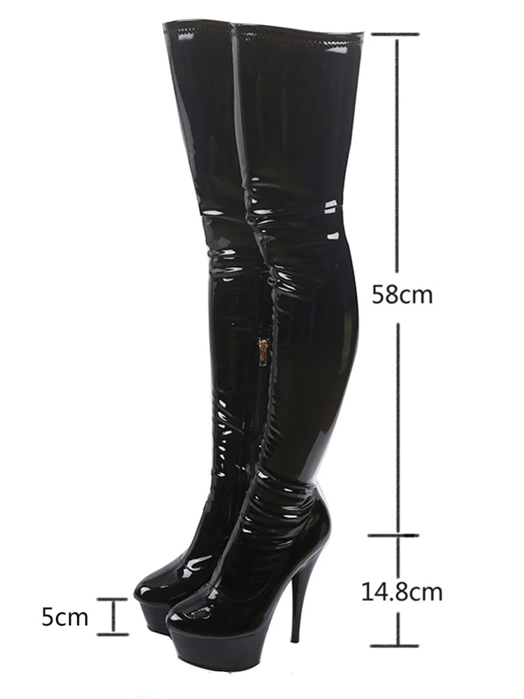 Pole Dance Shoes Black Sexy Boots Women Platform Almond High Heel Over The Knee Boots Thigh High Boots Stripper Shoes 4 Pole Dance Shoes Black Sexy Boots Women Platform Almond High Heel Over The Knee Boots Thigh High Boots Stripper Shoes - Image 4
