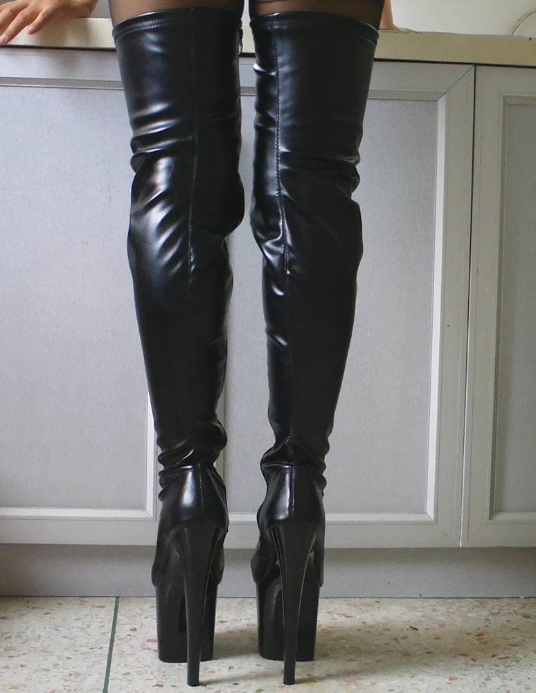 Pole Dance Shoes Black Sexy Boots Thigh High Boots Women Platform Almond Toe Stiletto Heel Over The Knee Boots 3 Pole Dance Shoes Black Sexy Boots Thigh High Boots Women Platform Almond Toe Stiletto Heel Over The Knee Boots - Image 3
