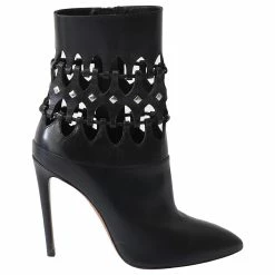 Alaïa Alaia Laser Cut Heeled Boots In Black Leather