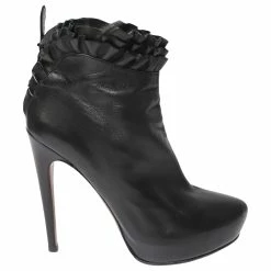 Alaïa Alaia Ruffled Ankle Boots In Black Leather