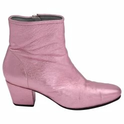 Autre Marque Alexachung Metallic Beatnik Ankle Boots In Pink Leather