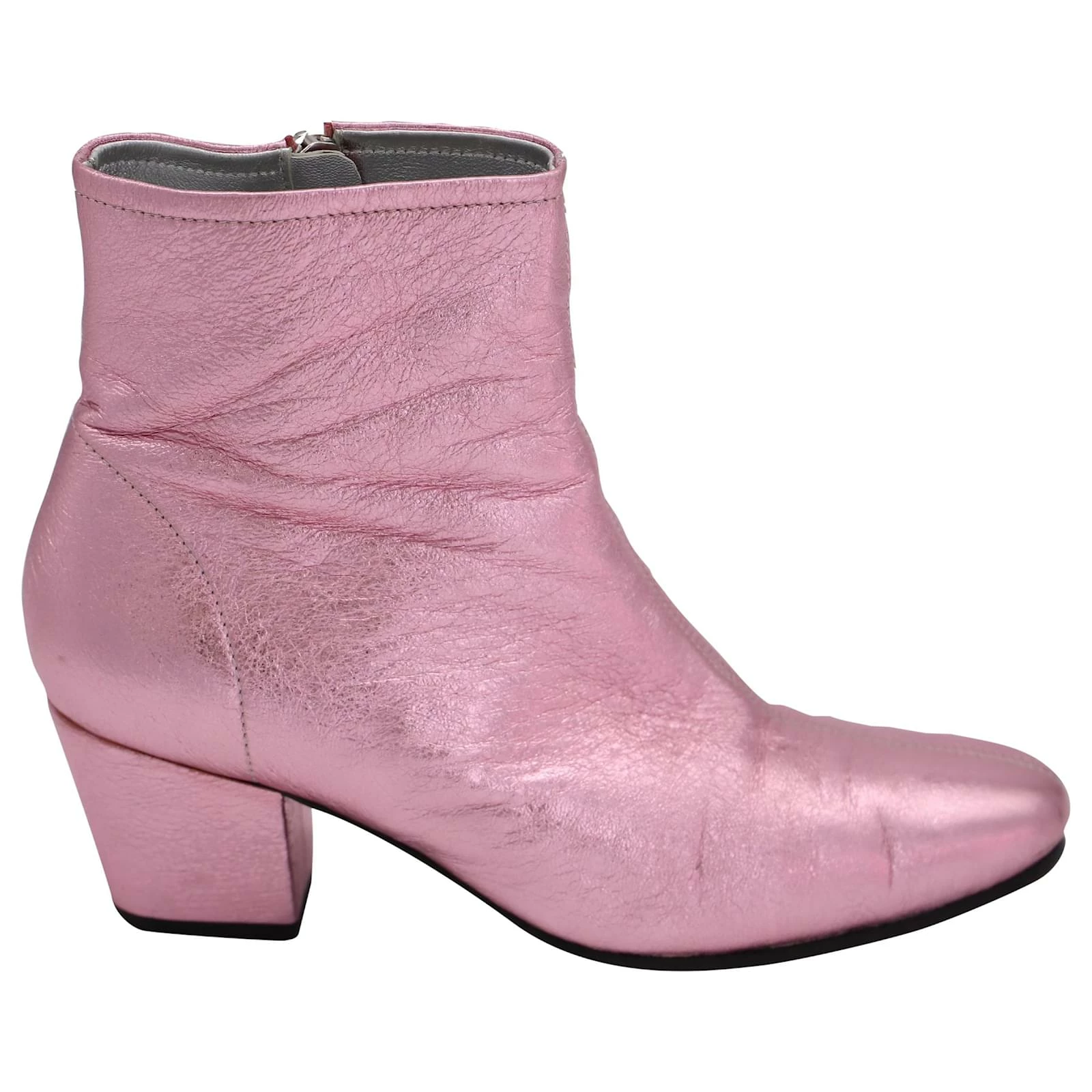 Autre Marque Alexachung Metallic Beatnik Ankle Boots In Pink Leather 1 Autre Marque Alexachung Metallic Beatnik Ankle Boots In Pink Leather