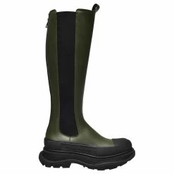 Alexander Mcqueen Upper And Ru Boots In Khaki Leather Green