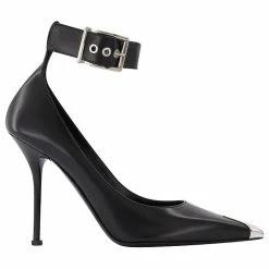 Alexander Mcqueen Black Boxcar Leather Boots With Silver Hardware Multiple Colors