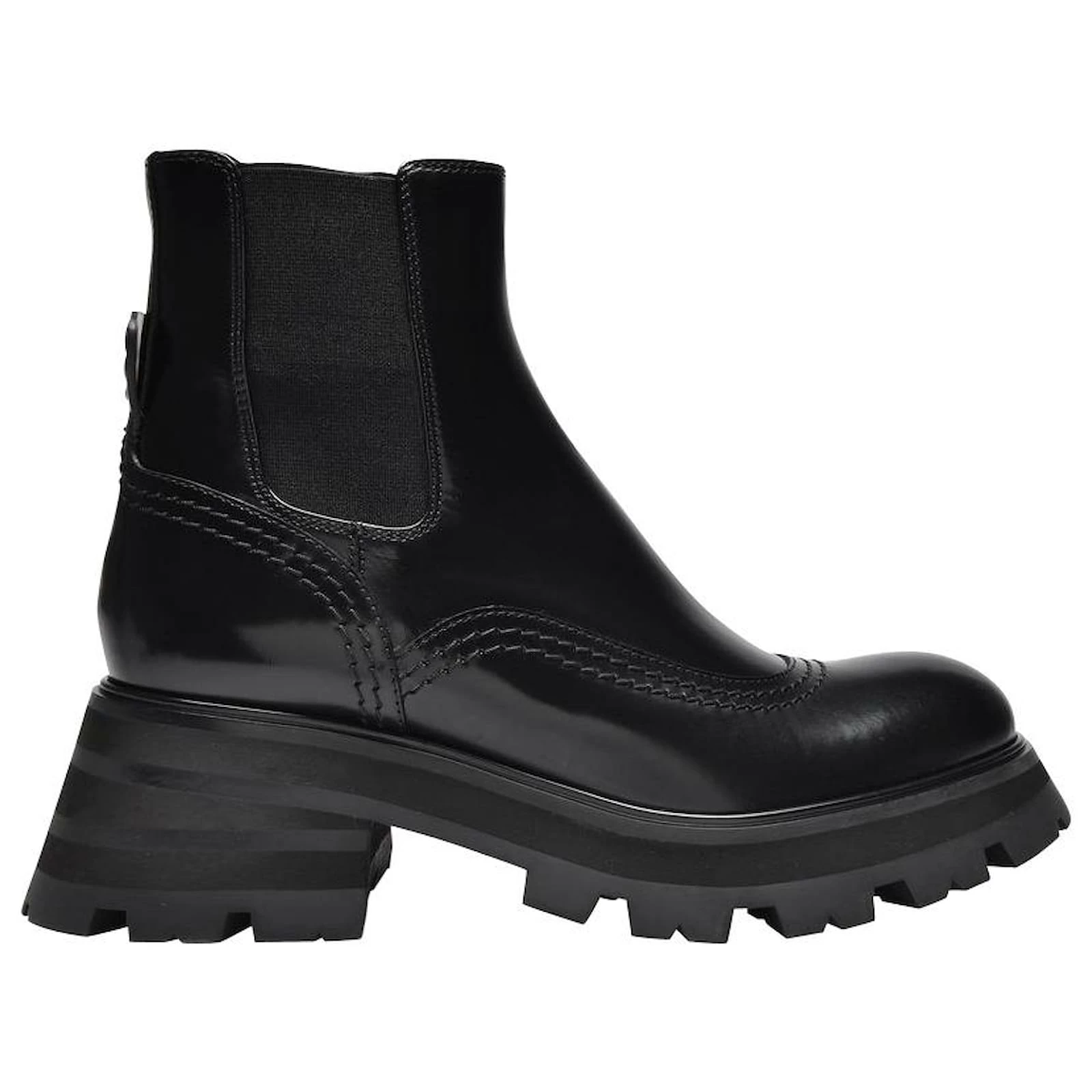 Alexander Mcqueen Upper And Ru Ankle Boots In Black Leather 1 Alexander Mcqueen Upper And Ru Ankle Boots In Black Leather