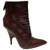 Alexander Wang Shelly Perforated Ankle Boots In Burgundy Leather Dark Red