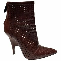 Alexander Wang Shelly Perforated Ankle Boots In Burgundy Leather Dark Red