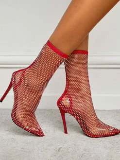 Women's Clear Boots Pointed Toe High Heel Studded Transparent Booties Sexy Fishnet Sock Boots -winter shoes Sales 2023 b286726b a160 4863 ab98 0499c16e39fc