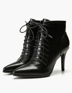 Black Ankle Boots Women Pointed Toe Lace Up High Heel Booties -winter shoes Sales 2023 b3ba4453 8945 4d00 903b d65e1871901a