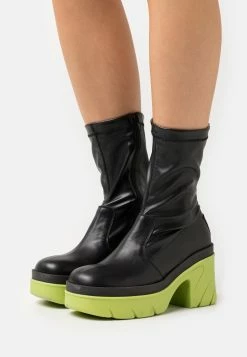 Steve Madden Georginia - Platform Ankle Boots - Black/Lime