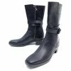 BALENCIAGA BOOTS SHOES WITH STRAPS 37 BLACK LEATHER FLAT LEATHER BOOTS