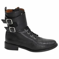 Ba&sh Como Combat Boots In Black Leather