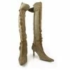 Cesare Paciotti Taupe Suede Sheepskin Leather Boots Slim Heels Pointed Toe 39 Beige Light Brown