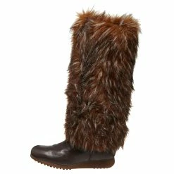 Tosca Blu - Brown Leather And Faux Fur Yeti Moon Boots Beige Light Brown Dark Brown