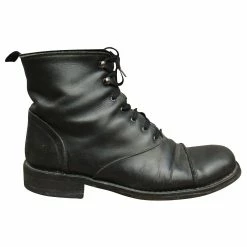 Autre Marque All Leather Laced Ankle Boots Made In Italy P 38 Black
