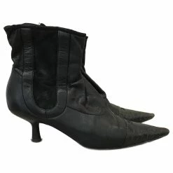 CHANEL Ankle Boots T.eu 37 Leather Black