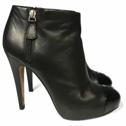CHANEL Ankle Boots T.eu 37.5 Leather Black