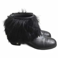 CHANEL Ankle Boots T.eu 37.5 Leather Black