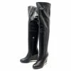 CHANEL BOOTS G31303 37.5 WEDGES LEATHER BOOTS Black