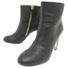 CHANEL G BOOTS SHOES29301 37 LEATHER & BEADS PEARLS ANKLE BOOTS Black