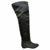 Chloé Satin & Leather Thigh Boots P 37 New Condition Black