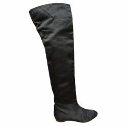 Chloé Satin & Leather Thigh Boots P 37 New Condition Black