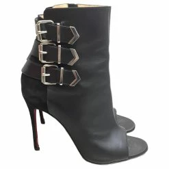 CHRISTIAN LOUBOUTIN Ankle Boots T.eu 38 Leather Black