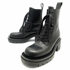 NEW BOTTEGA VENETA SHOES LUG ANKLE BOOTS 667145 38 LEATHER BOOTS SHOES Black