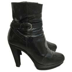 SERGIO ROSSI Ankle Boots T.eu 36.5 Patent Leather Black