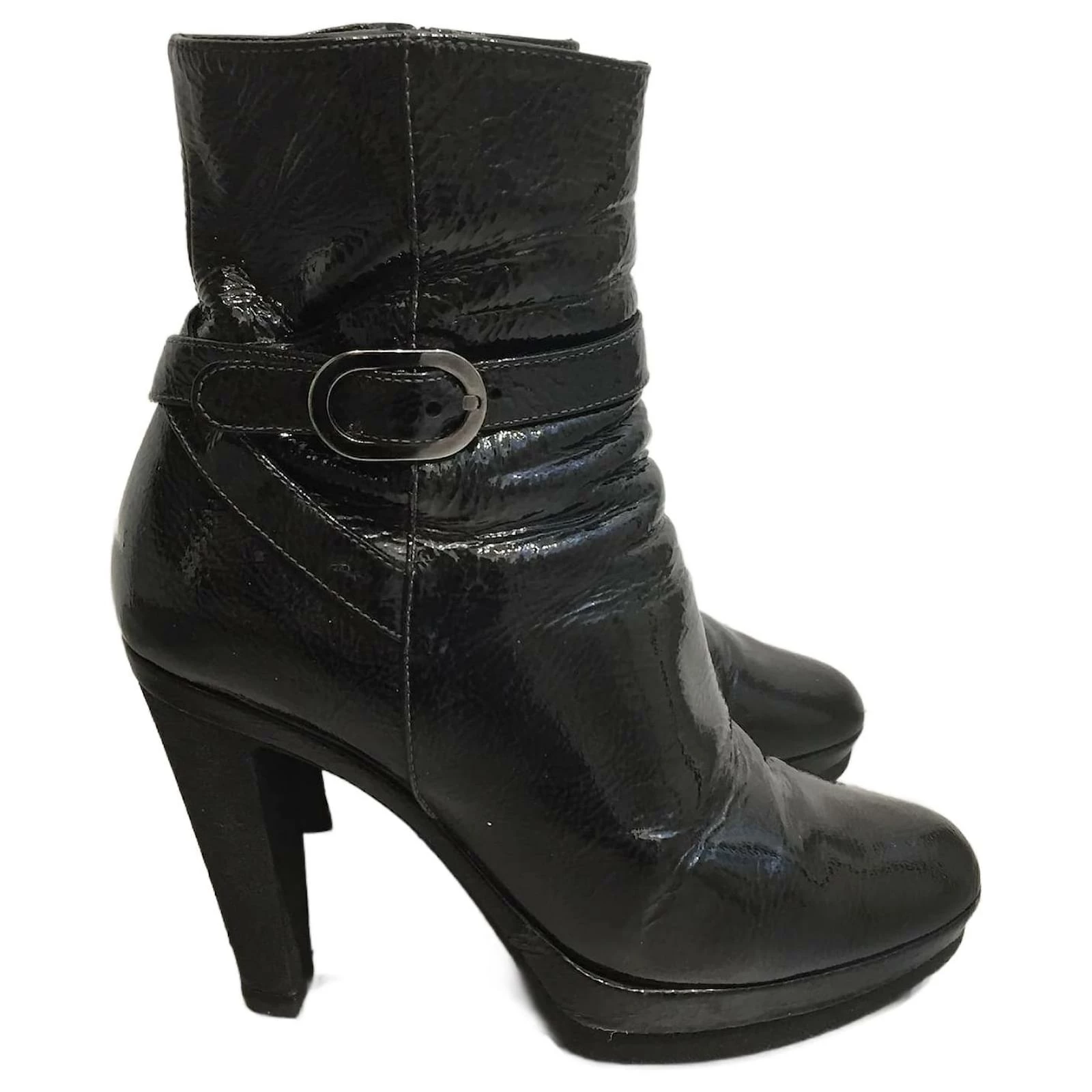 SERGIO ROSSI Ankle Boots T.eu 36.5 Patent Leather Black 1 SERGIO ROSSI Ankle Boots T.eu 36.5 Patent Leather Black