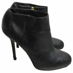 SERGIO ROSSI Ankle Boots T.eu 37.5 Leather Black
