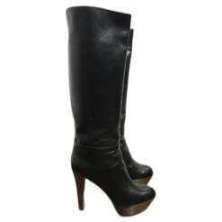 SERGIO ROSSI Boots T.eu 37.5 Leather Black