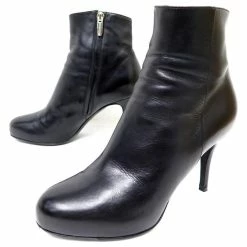 SERGIO ROSSI LOW BOOTS SHOES 35.5 IT 36.5 EN ANKLE BOOTS WITH LEATHER HEELS Black