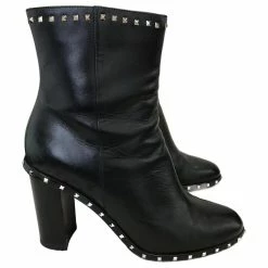 VALENTINO GARAVANI Ankle Boots T.eu 38.5 Leather Black