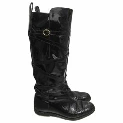 YVES SAINT LAURENT Boots T.eu 36 Patent Leather Black
