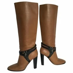 Hermès Hermes Cross Strap Leather Boots Brown