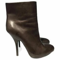 LANVIN Ankle Boots T.eu 37.5 Leather Brown