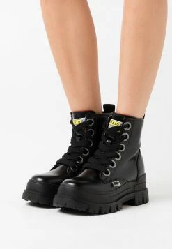 Buffalo Vegan Aspha Lace Up Hi - Platform Ankle Boots - Black