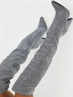 Women's Slouch Boots Elegant Rhinestones Cone Heel Knee High Boots -winter shoes Sales 2023 c0edf972 8773 4e8f b818 4ebb2398a731